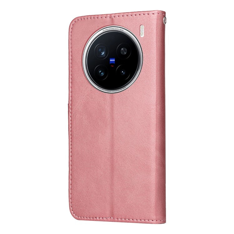 For vivo X200 Pro 5G Case Wallet PU Leather Folio Flip Phone Cover - Pink