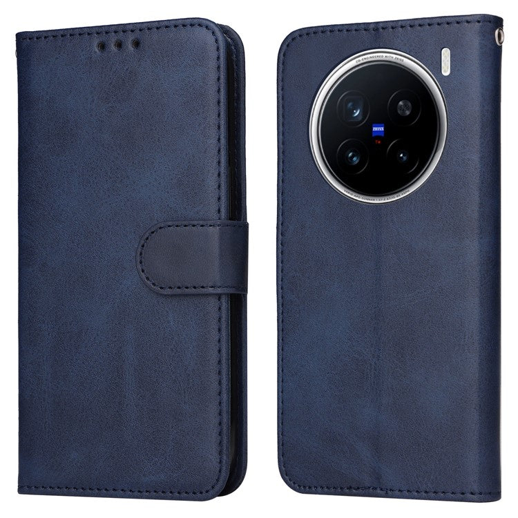 For vivo X200 Pro 5G Case Wallet PU Leather Folio Flip Phone Cover - Blue