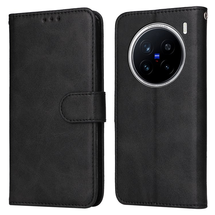 For vivo X200 Pro 5G Case Wallet PU Leather Folio Flip Phone Cover - Black