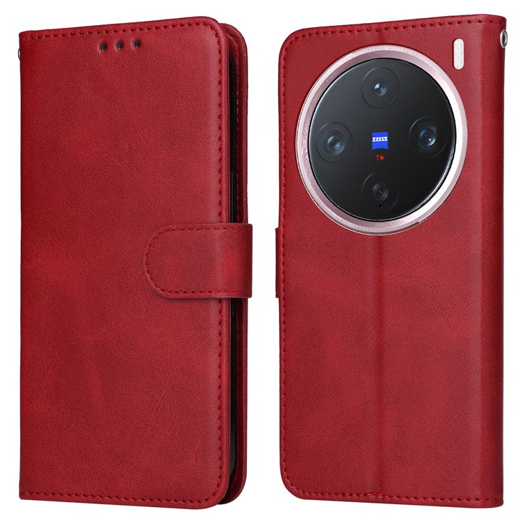 For vivo X200 Pro mini 5G Case Wallet PU Leather Folio Flip Phone Cover - Red