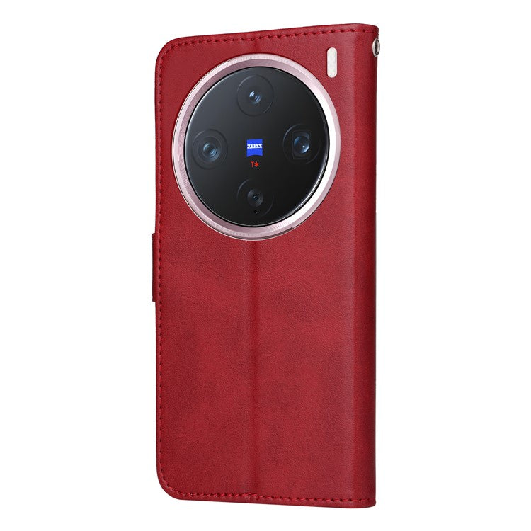 For vivo X200 Pro mini 5G Case Wallet PU Leather Folio Flip Phone Cover - Red