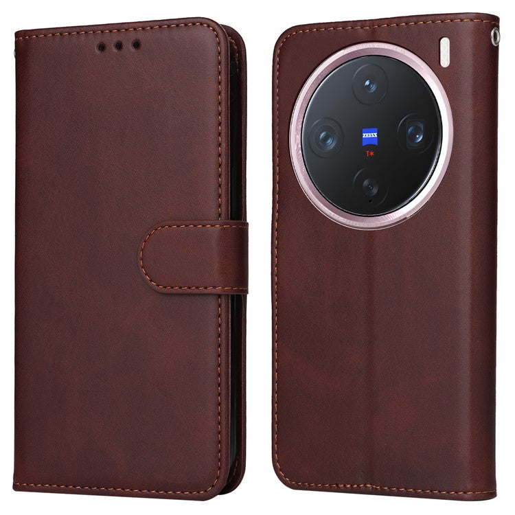 For vivo X200 Pro mini 5G Case Wallet PU Leather Folio Flip Phone Cover - Brown