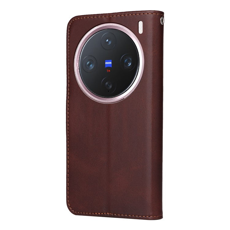 For vivo X200 Pro mini 5G Case Wallet PU Leather Folio Flip Phone Cover - Brown