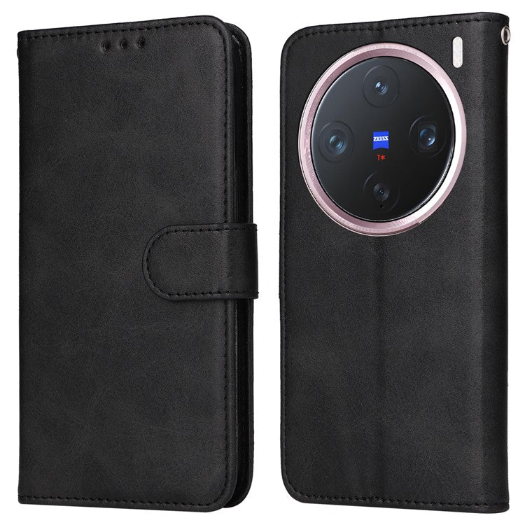 For vivo X200 Pro mini 5G Case Wallet PU Leather Folio Flip Phone Cover - Black