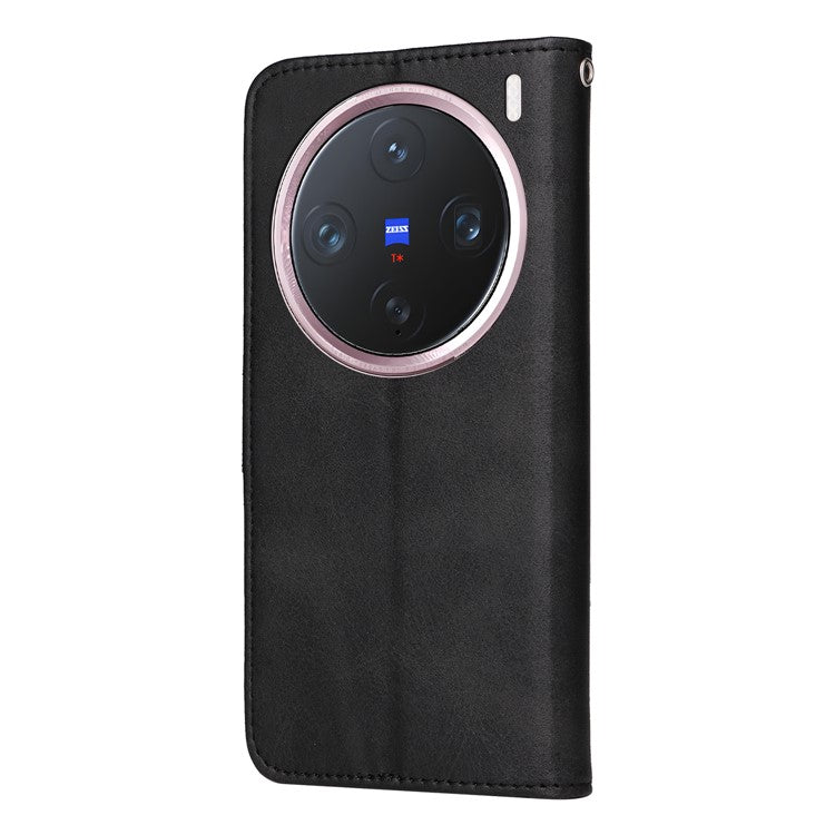 For vivo X200 Pro mini 5G Case Wallet PU Leather Folio Flip Phone Cover - Black