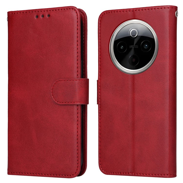 For vivo Y300 Pro 5G Case Wallet PU Leather Folio Flip Phone Cover - Red