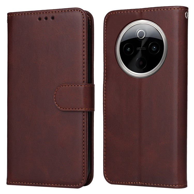 For vivo Y300 Pro 5G Case Wallet PU Leather Folio Flip Phone Cover - Brown