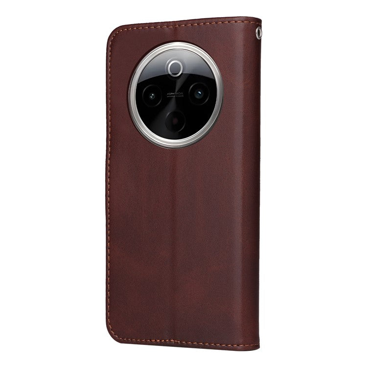 For vivo Y300 Pro 5G Case Wallet PU Leather Folio Flip Phone Cover - Brown