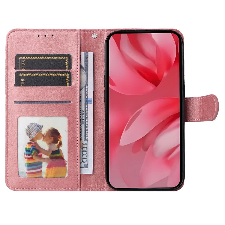 For Google Pixel 9a Case Wallet PU Leather Folio Flip Phone Cover - Pink