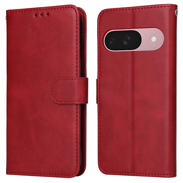 For Google Pixel 9a Case Wallet PU Leather Folio Flip Phone Cover - Red