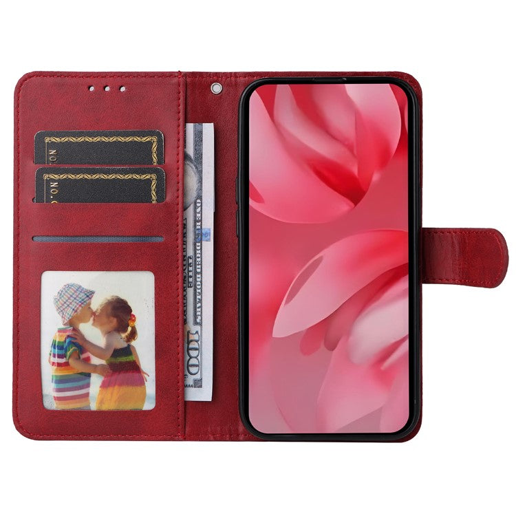 For Google Pixel 9a Case Wallet PU Leather Folio Flip Phone Cover - Red