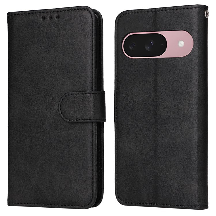 For Google Pixel 9a Case Wallet PU Leather Folio Flip Phone Cover - Black