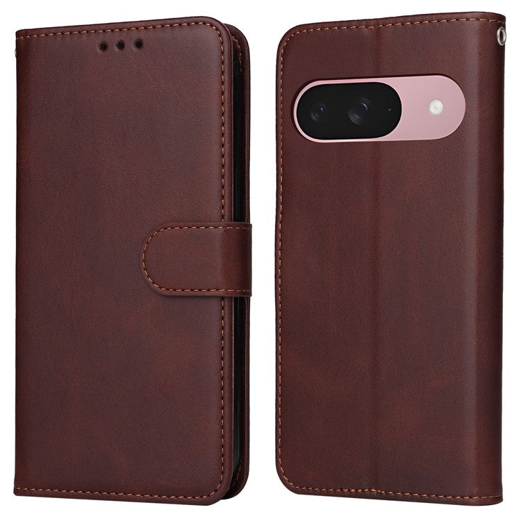 For Google Pixel 9a Case Wallet PU Leather Folio Flip Phone Cover - Brown