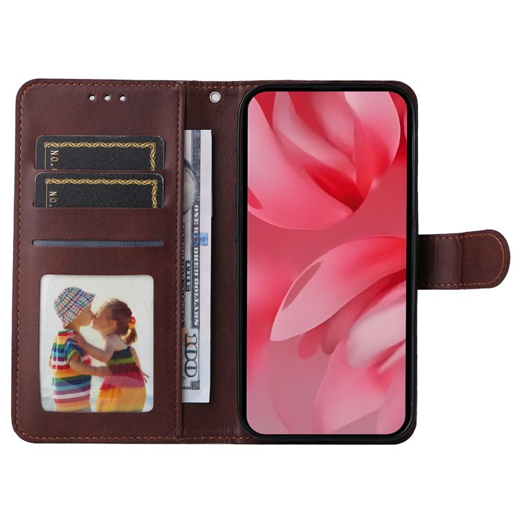 For Google Pixel 9a Case Wallet PU Leather Folio Flip Phone Cover - Brown