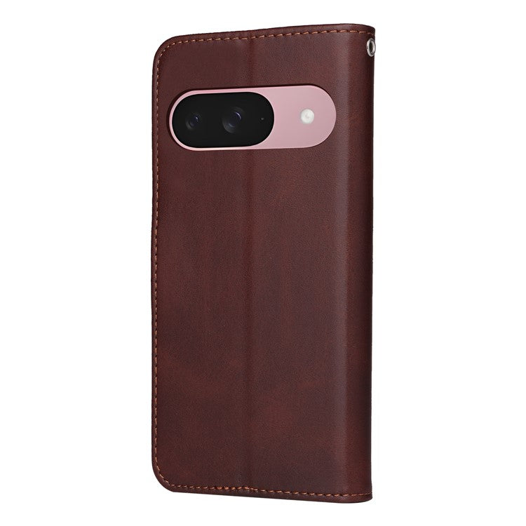 For Google Pixel 9a Case Wallet PU Leather Folio Flip Phone Cover - Brown