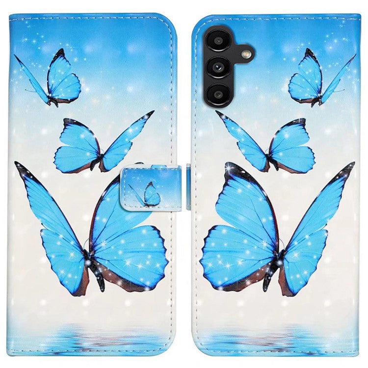 For Samsung Galaxy A36 5G Case 3D Creative Pattern PU Leather Stand Phone Cover - Three Butterflies