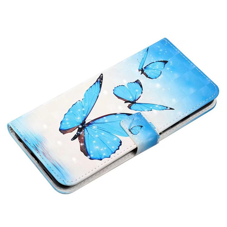 For Samsung Galaxy A36 5G Case 3D Creative Pattern PU Leather Stand Phone Cover - Three Butterflies