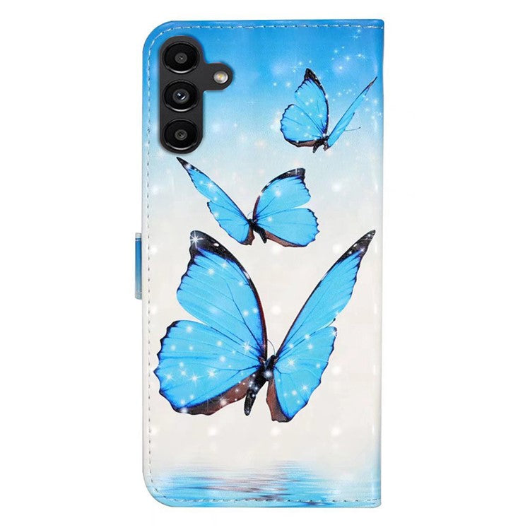 For Samsung Galaxy A36 5G Case 3D Creative Pattern PU Leather Stand Phone Cover - Three Butterflies