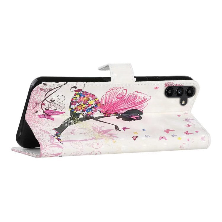 For Samsung Galaxy S25 Case 3D Creative Pattern PU Leather Stand Phone Cover - Girl