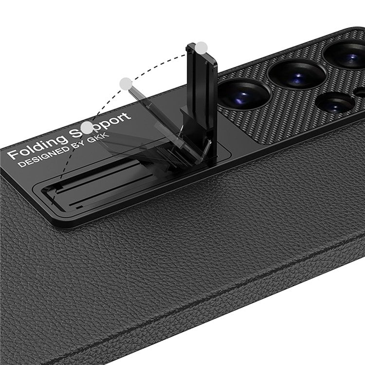 GKK For Samsung Galaxy S25 Ultra Case Hybrid Kickstand Phone Back Cover Supports Wireless Charging - Black