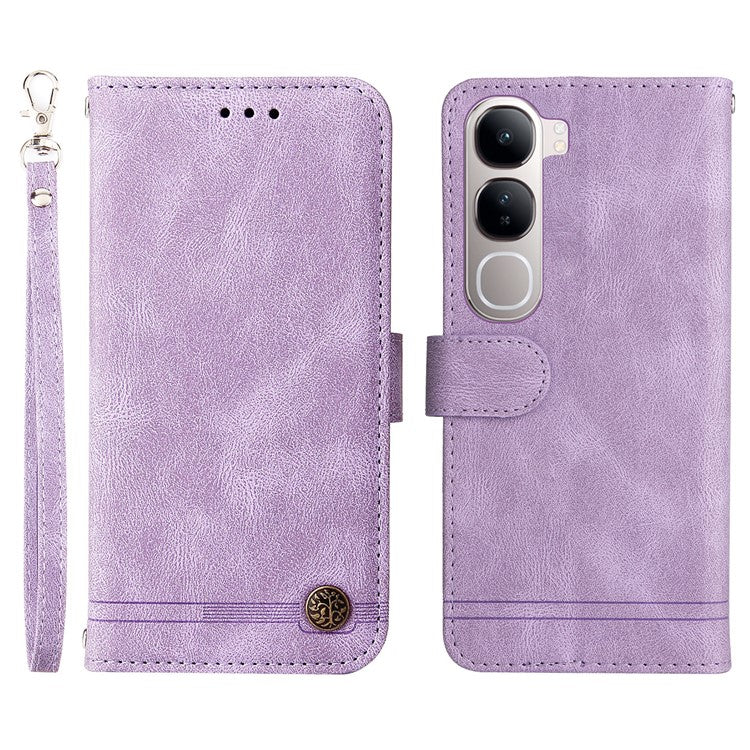 Wallet Case for vivo Y300 5G  /  Y200 5G  /  V40 Lite (Indonesia) 5G  /  4G Leather Phone Cover - Purple