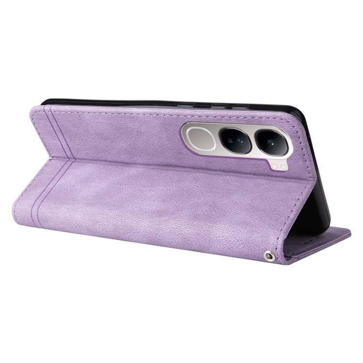 Wallet Case for vivo Y300 5G  /  Y200 5G  /  V40 Lite (Indonesia) 5G  /  4G Leather Phone Cover - Purple