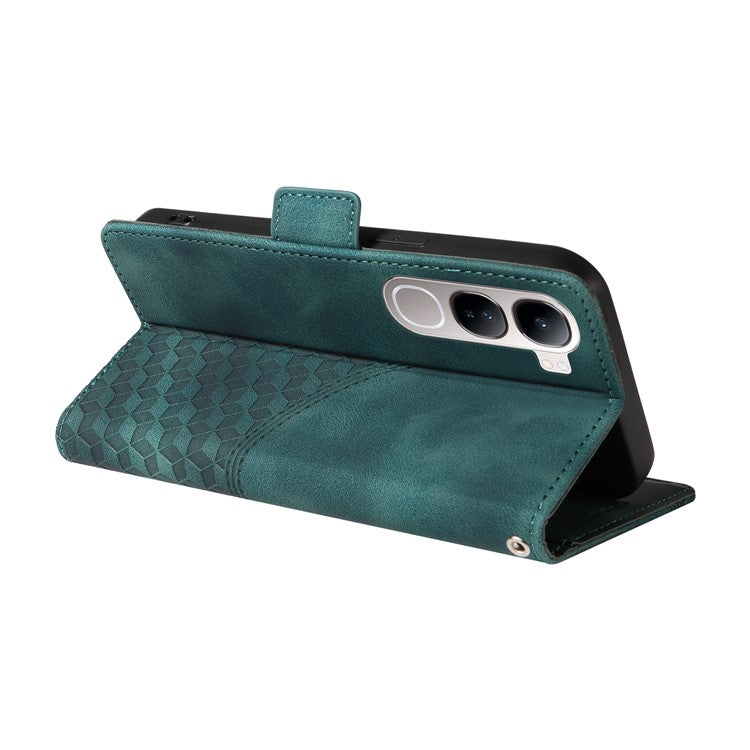 Leather Case for vivo Y300 5G / Y200 5G / V40 Lite (Indonesia) 5G / 4G Rhombus Starry Imprinted Phone Cover - Green