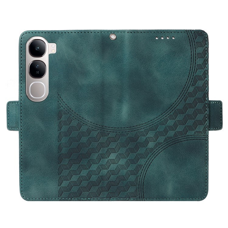 Leather Case for vivo Y300 5G / Y200 5G / V40 Lite (Indonesia) 5G / 4G Rhombus Starry Imprinted Phone Cover - Green