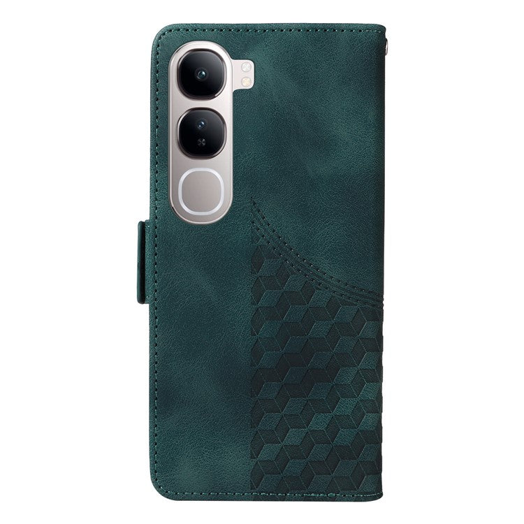 Leather Case for vivo Y300 5G / Y200 5G / V40 Lite (Indonesia) 5G / 4G Rhombus Starry Imprinted Phone Cover - Green