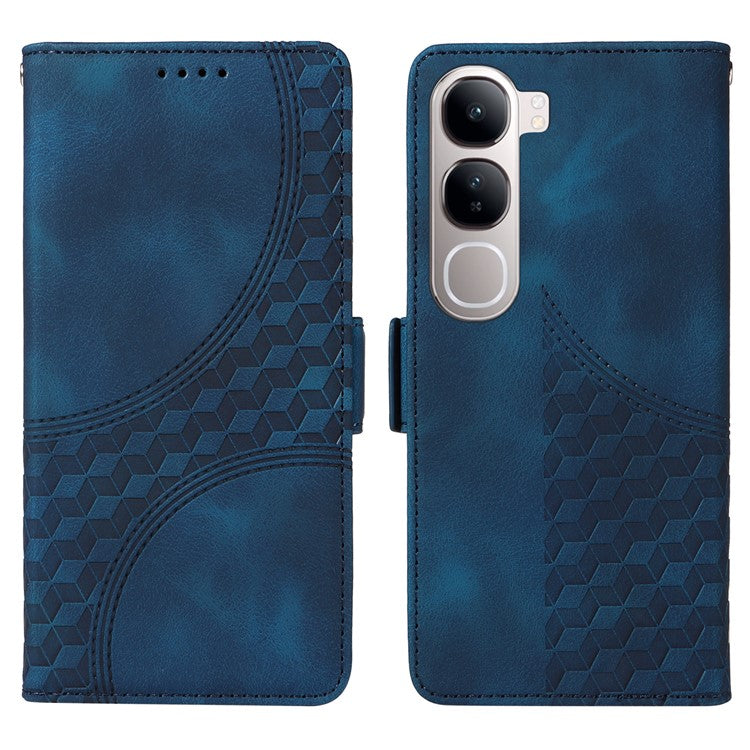 Leather Case for vivo Y300 5G / Y200 5G / V40 Lite (Indonesia) 5G / 4G Rhombus Starry Imprinted Phone Cover - Blue