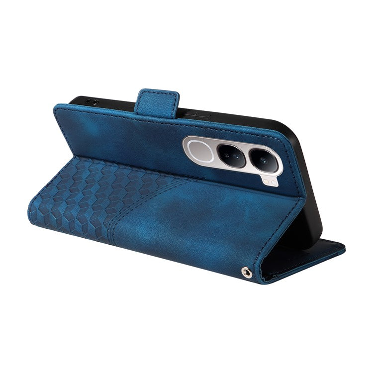 Leather Case for vivo Y300 5G / Y200 5G / V40 Lite (Indonesia) 5G / 4G Rhombus Starry Imprinted Phone Cover - Blue