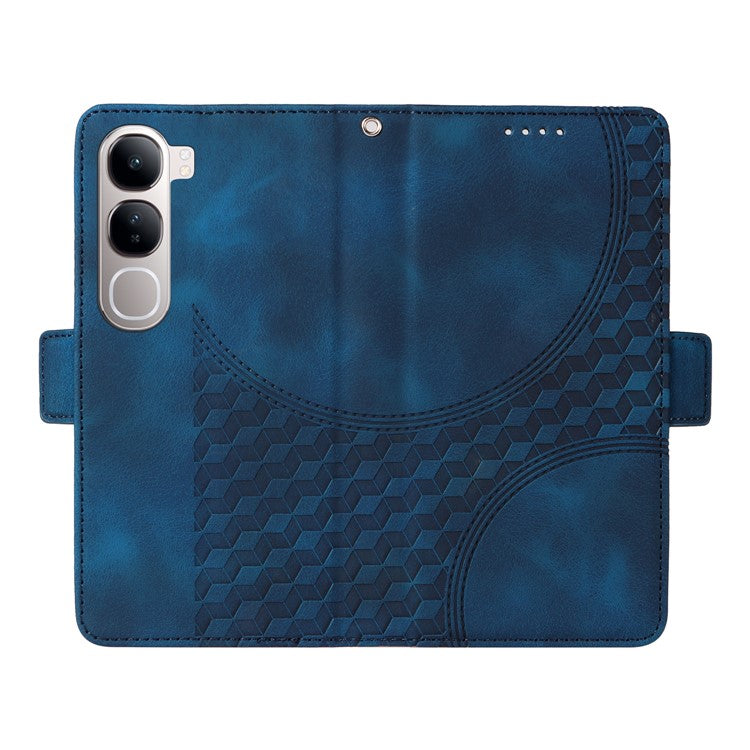 Leather Case for vivo Y300 5G / Y200 5G / V40 Lite (Indonesia) 5G / 4G Rhombus Starry Imprinted Phone Cover - Blue