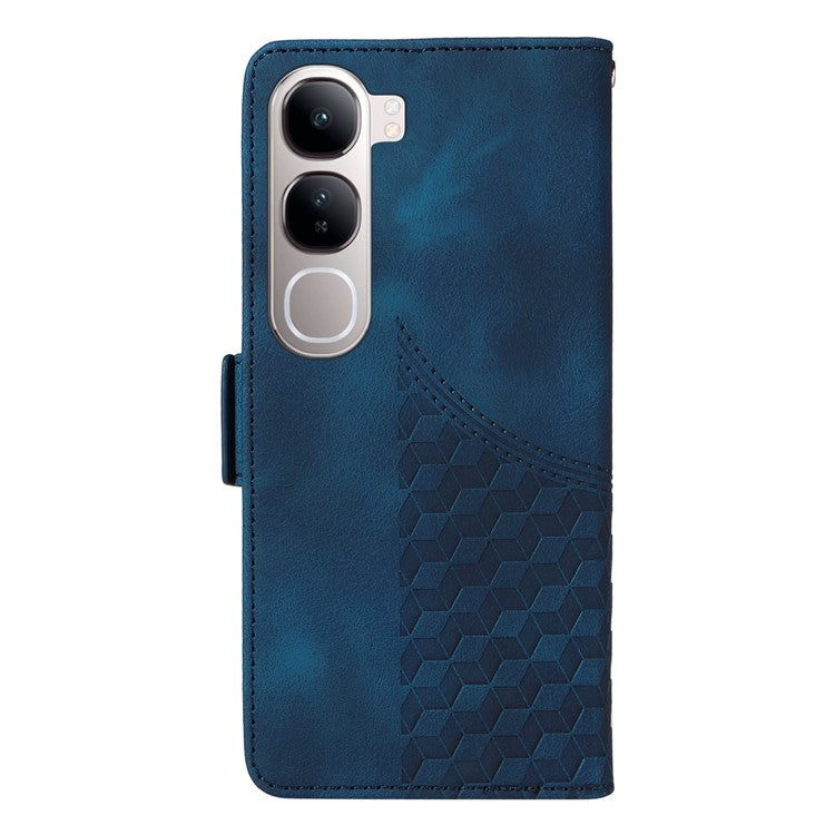 Leather Case for vivo Y300 5G / Y200 5G / V40 Lite (Indonesia) 5G / 4G Rhombus Starry Imprinted Phone Cover - Blue