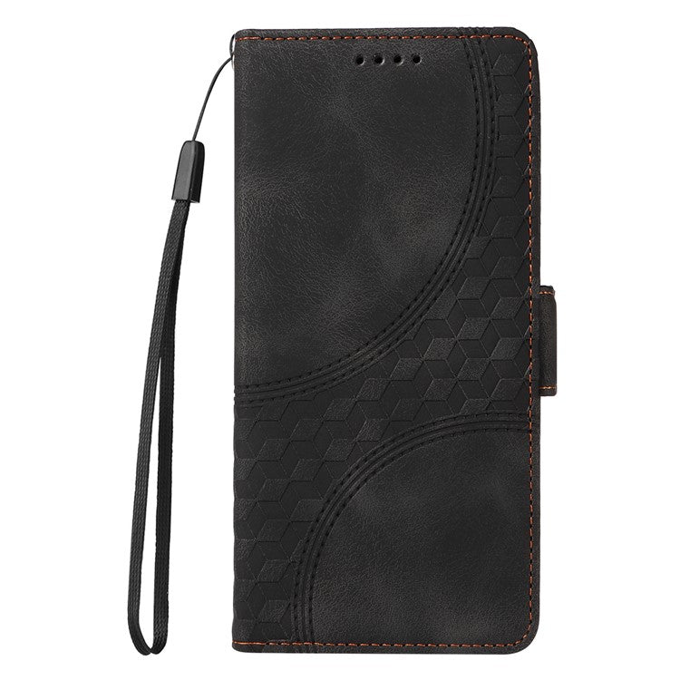 Leather Case for vivo Y300 5G / Y200 5G / V40 Lite (Indonesia) 5G / 4G Rhombus Starry Imprinted Phone Cover - Black