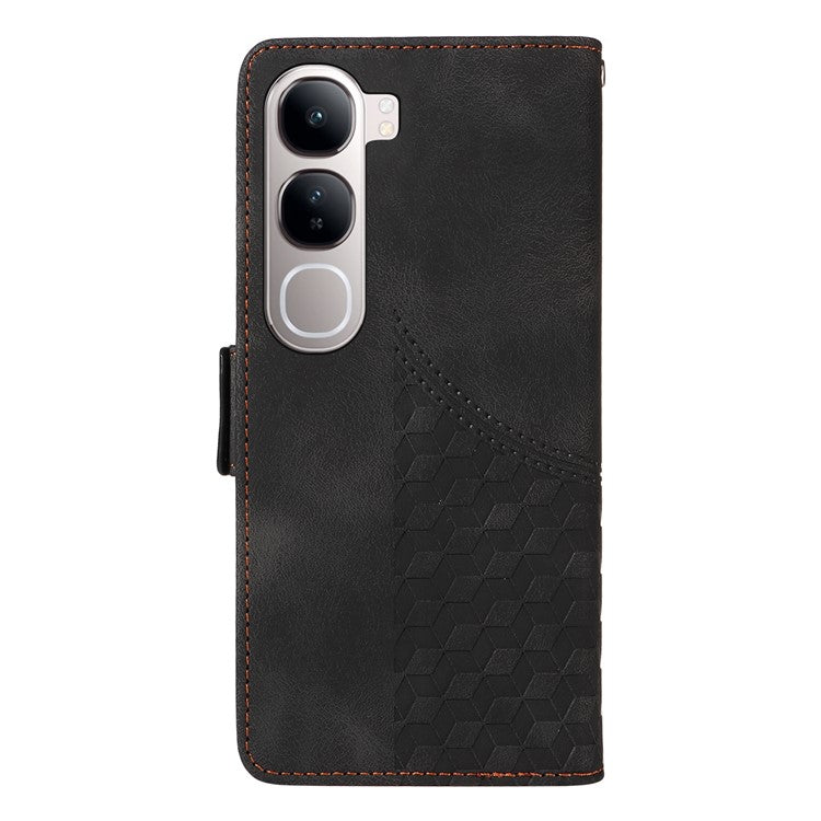 Leather Case for vivo Y300 5G / Y200 5G / V40 Lite (Indonesia) 5G / 4G Rhombus Starry Imprinted Phone Cover - Black