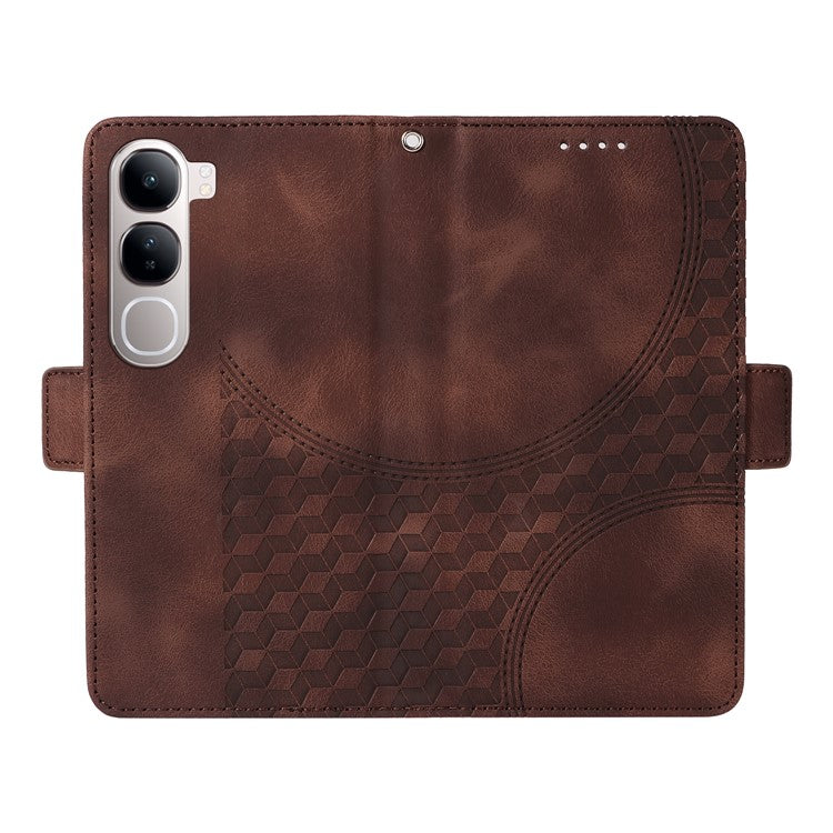 Leather Case for vivo Y300 5G / Y200 5G / V40 Lite (Indonesia) 5G / 4G Rhombus Starry Imprinted Phone Cover - Brown