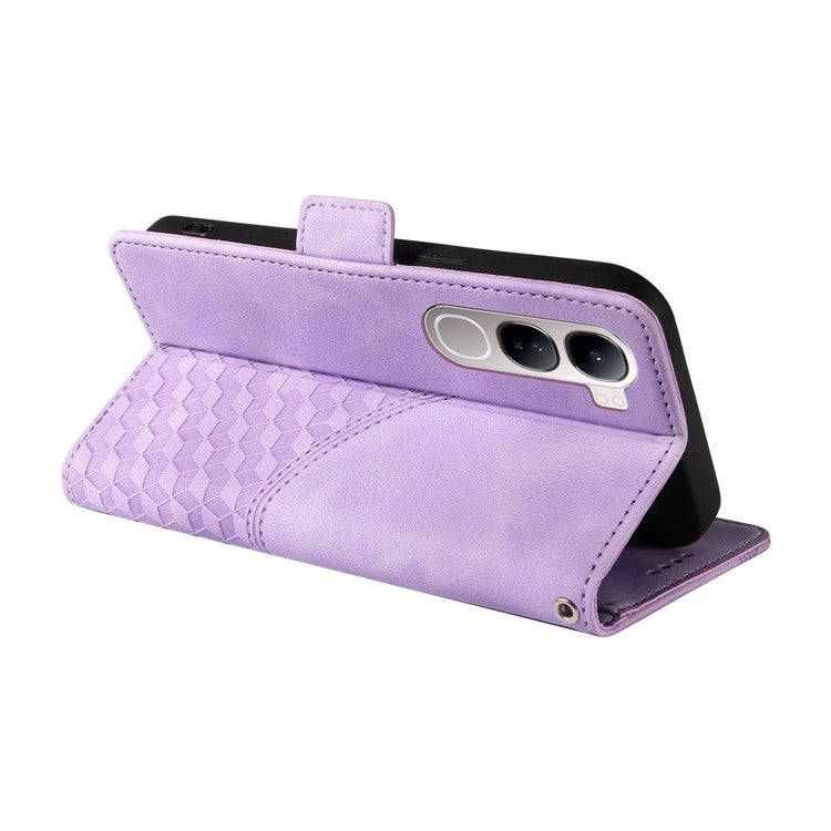 Leather Case for vivo Y300 5G / Y200 5G / V40 Lite (Indonesia) 5G / 4G Rhombus Starry Imprinted Phone Cover - Purple