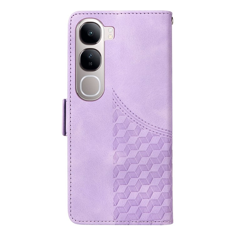 Leather Case for vivo Y300 5G / Y200 5G / V40 Lite (Indonesia) 5G / 4G Rhombus Starry Imprinted Phone Cover - Purple