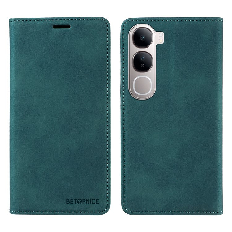 BETOPNICE 003 Wallet Phone Case for vivo Y300 5G / Y200 5G / V40 Lite (Indonesia) 5G / 4G Leather Cover with Stand - Green