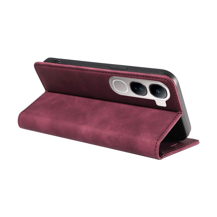 BETOPNICE 003 Wallet Phone Case for vivo Y300 5G / Y200 5G / V40 Lite (Indonesia) 5G / 4G Leather Cover with Stand - Red