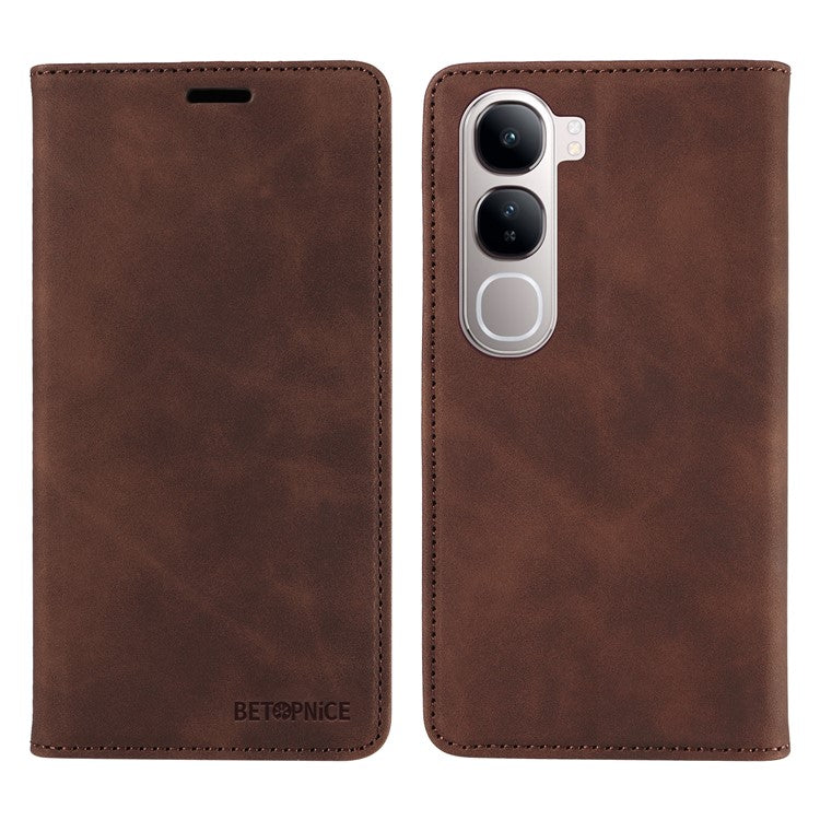 BETOPNICE 003 Wallet Phone Case for vivo Y300 5G / Y200 5G / V40 Lite (Indonesia) 5G / 4G Leather Cover with Stand - Brown