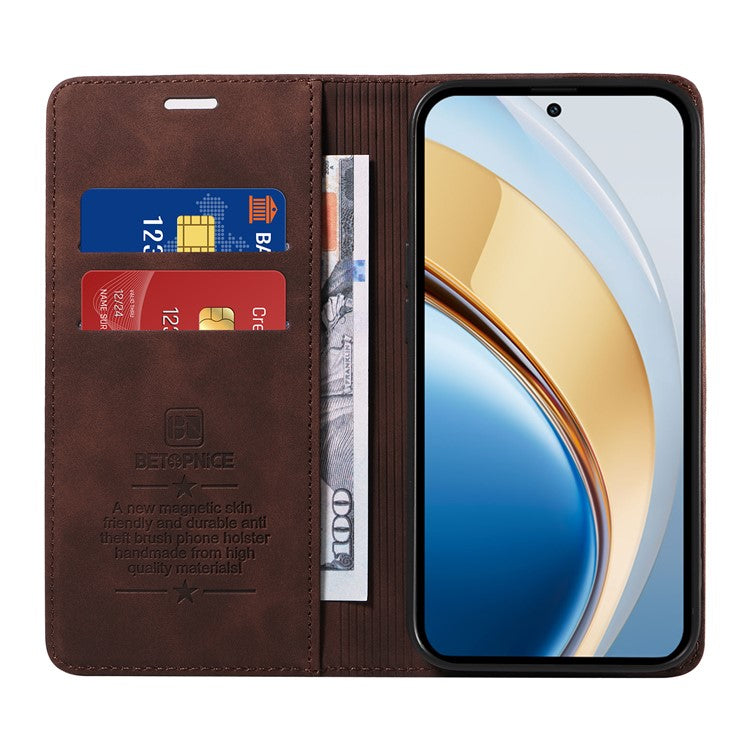 BETOPNICE 003 Wallet Phone Case for vivo Y300 5G / Y200 5G / V40 Lite (Indonesia) 5G / 4G Leather Cover with Stand - Brown