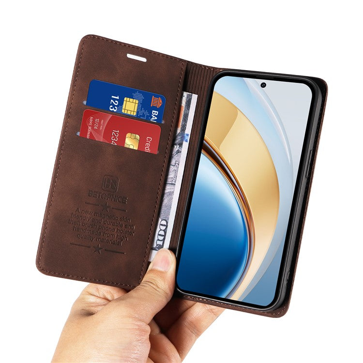 BETOPNICE 003 Wallet Phone Case for vivo Y300 5G / Y200 5G / V40 Lite (Indonesia) 5G / 4G Leather Cover with Stand - Brown