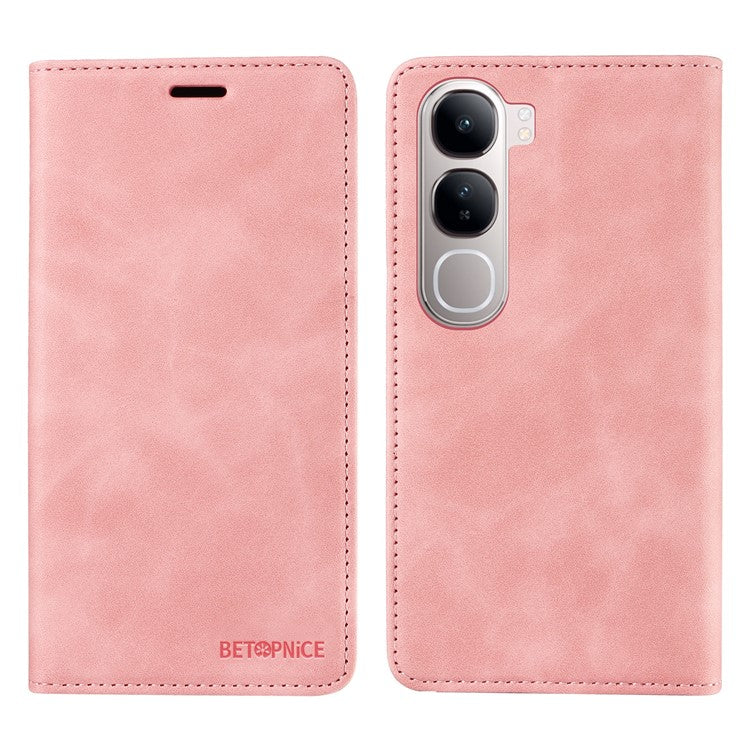 BETOPNICE 003 Wallet Phone Case for vivo Y300 5G / Y200 5G / V40 Lite (Indonesia) 5G / 4G Leather Cover with Stand - Pink