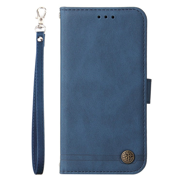 For vivo Y19s 4G Wallet Case Skin Touch Leather Phone Cover Tree Pattern Hardware - Blue