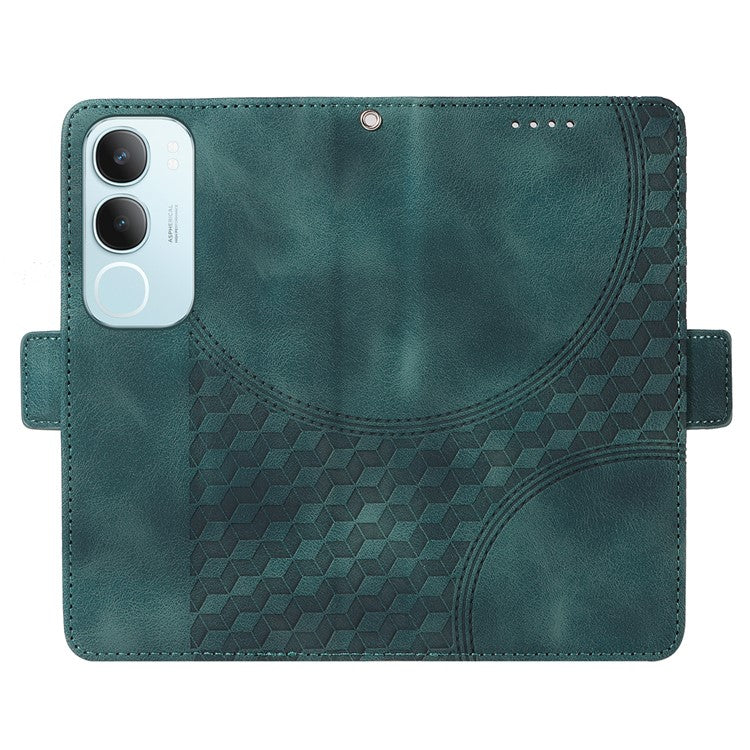 For vivo Y19s 4G Case PU Leather Phone Cover Rhombus Starry Imprinted - Green