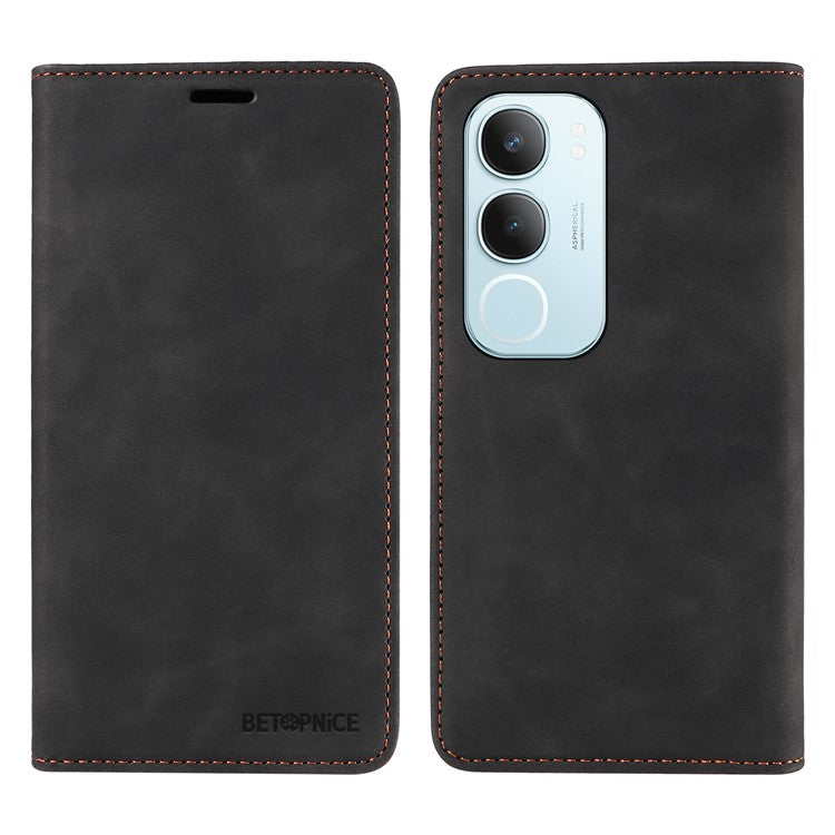 BETOPNICE 003 For vivo Y19s 4G Wallet Case Leather Phone Cover with Stand - Black