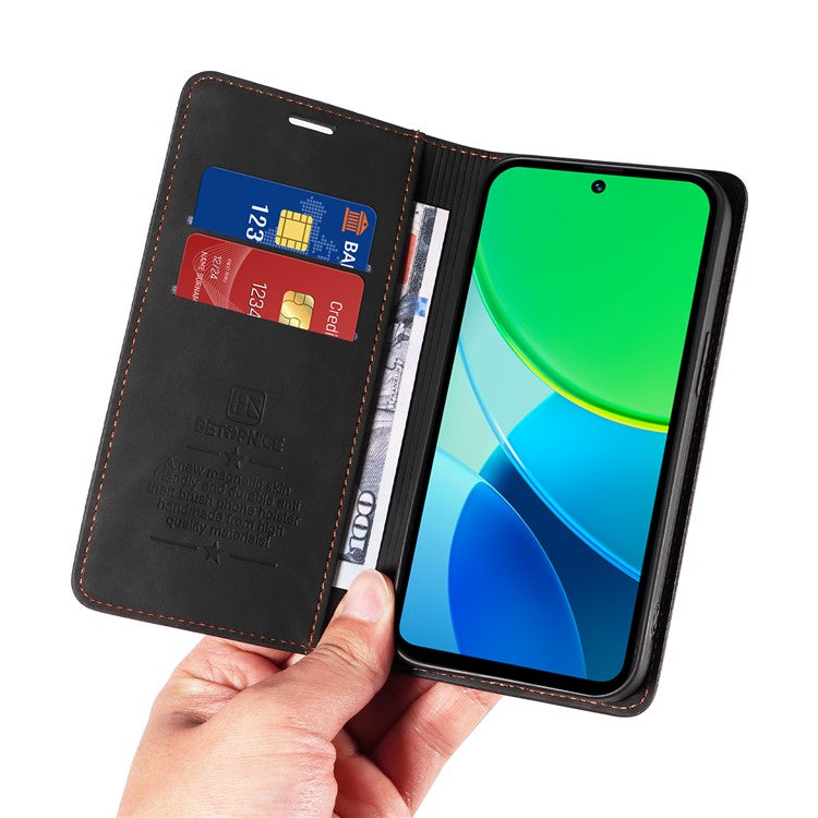 BETOPNICE 003 For vivo Y19s 4G Wallet Case Leather Phone Cover with Stand - Black