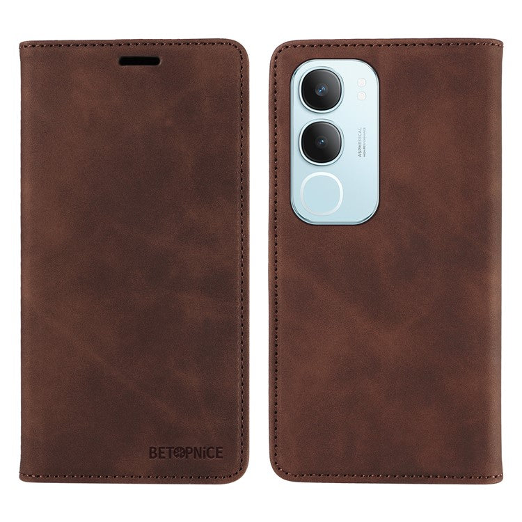 BETOPNICE 003 For vivo Y19s 4G Wallet Case Leather Phone Cover with Stand - Brown