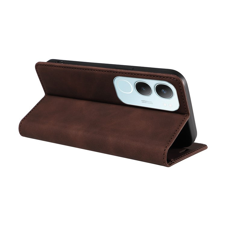 BETOPNICE 003 For vivo Y19s 4G Wallet Case Leather Phone Cover with Stand - Brown